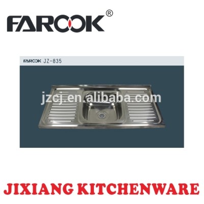 JZ-835 100x50 single bowl double tray stainless steel kitchen sink with cook